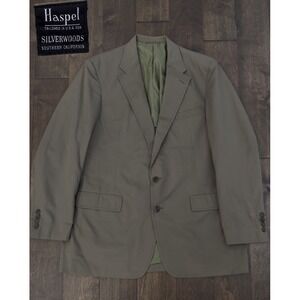 Haspel Mens Blazer Size 42L Tan Beige Suit Jacket 2-Button Single Breasted